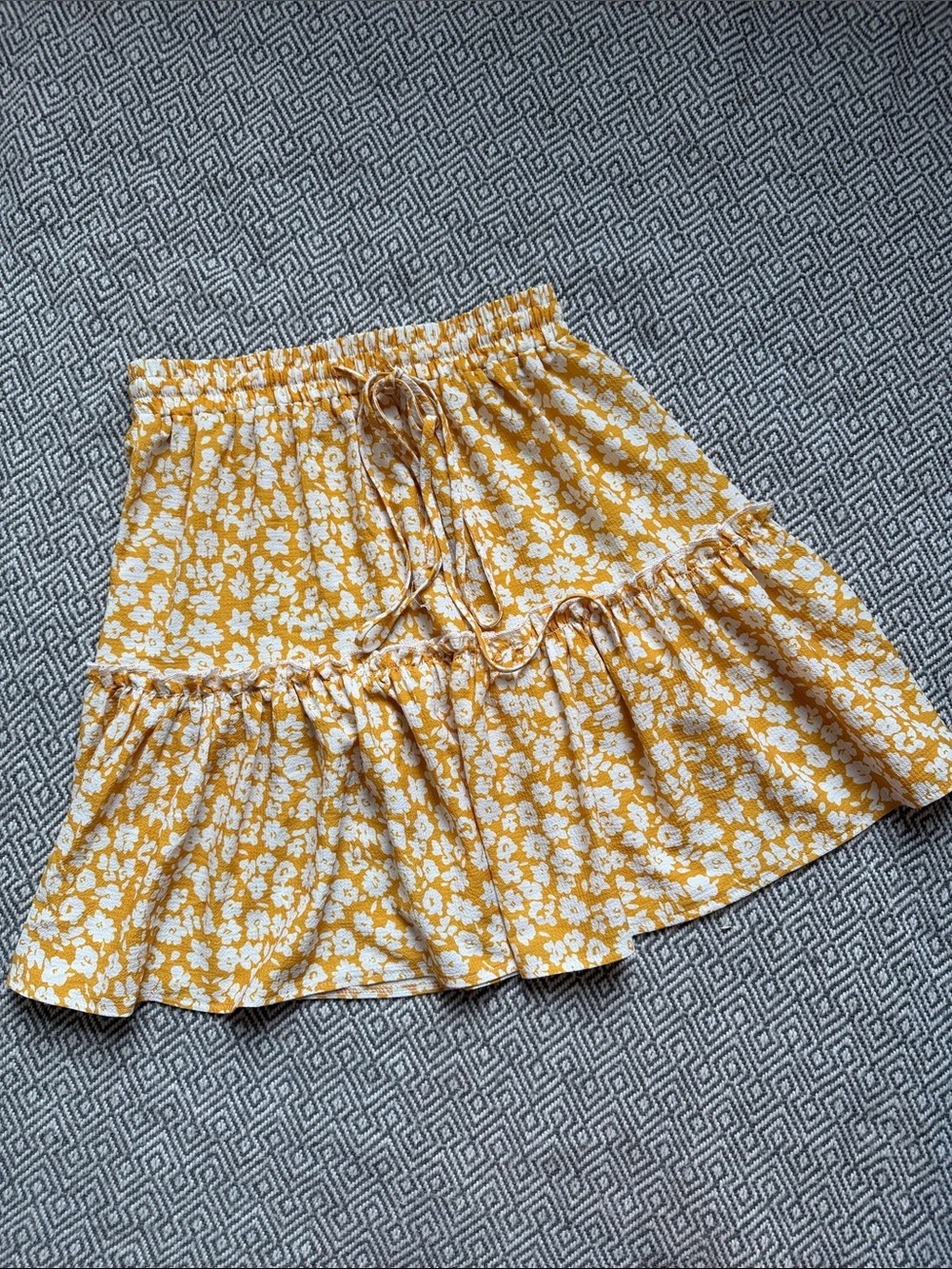 Yellow Floral Tiered Women's Skirt